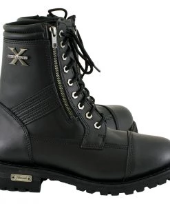 Xelement Footwear Riding Gear Xelement 1506 Men's'Impact' Black Leather Lace-Up Motorcycle Biker Boots
