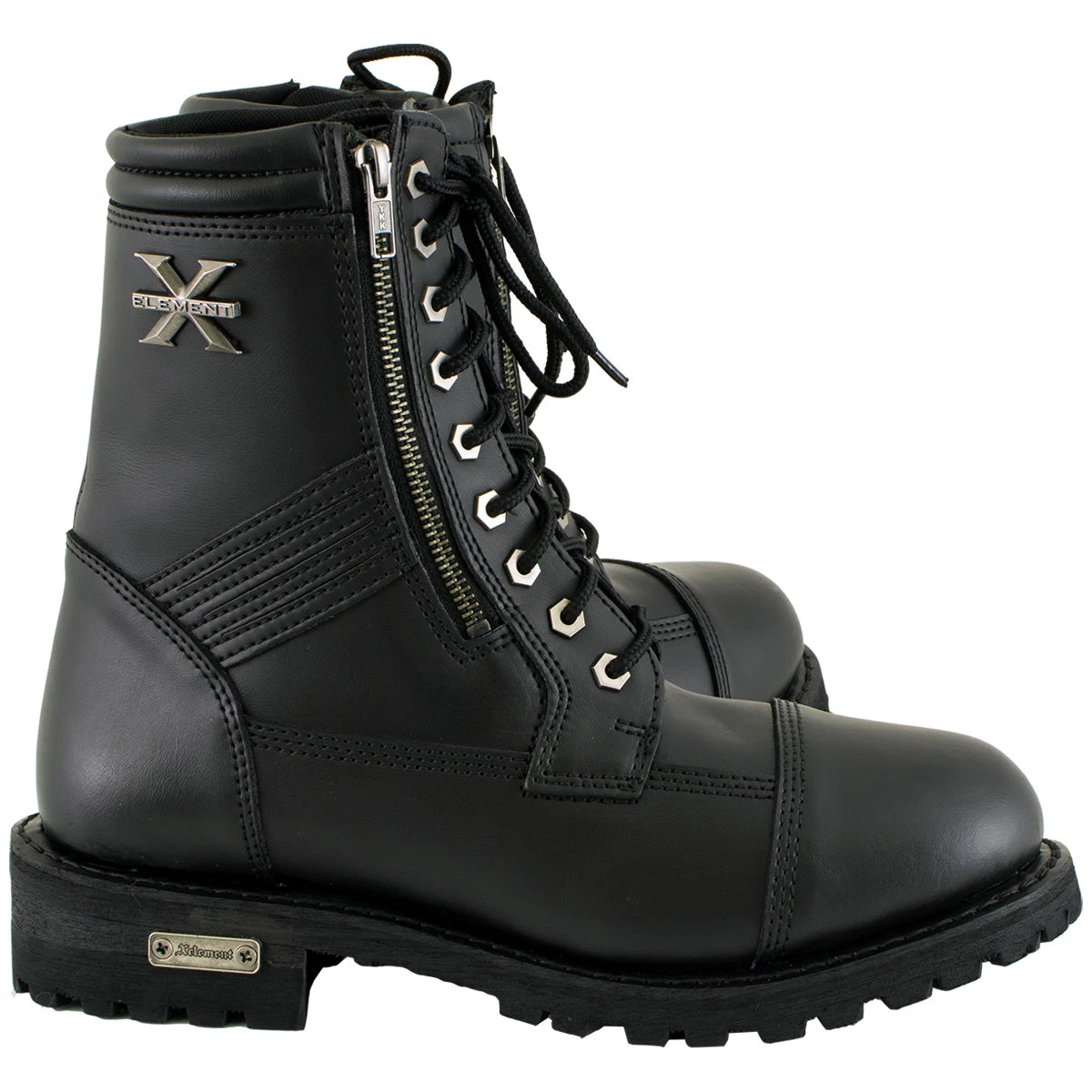 Xelement Footwear Riding Gear Xelement 1506 Men's 'Impact' Black Leather Lace-Up Motorcycle Biker Boots