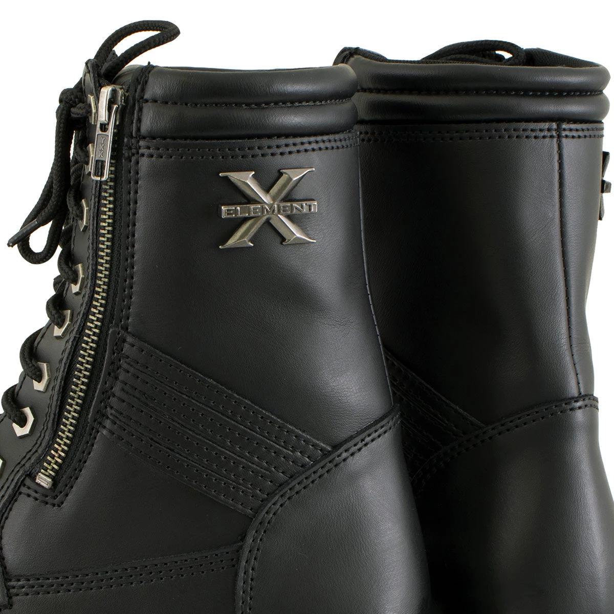Xelement Footwear Riding Gear Xelement 1506 Men's 'Impact' Black Leather Lace-Up Motorcycle Biker Boots
