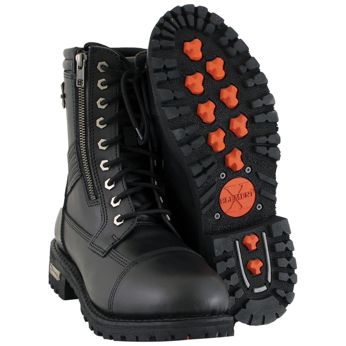 Xelement Footwear Riding Gear Xelement 1506 Men's 'Impact' Black Leather Lace-Up Motorcycle Biker Boots