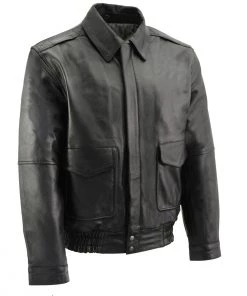 USA Leather 1515 Men's Black'Classic Aviator' Bomber Leather Jacket