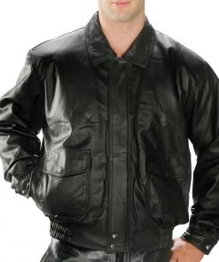 USA Leather 1515 Men's Black 'Classic Aviator' Bomber Leather Jacket