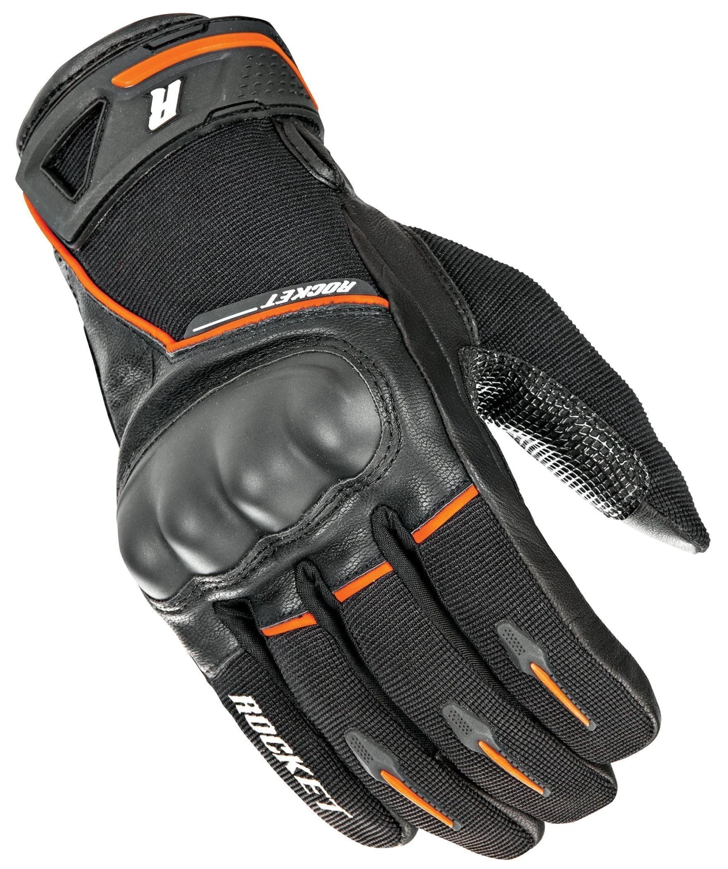 Joe Rocket Super Moto Men's Black And Orange Leather Gloves