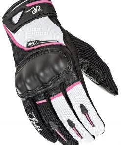 Joe Rocket Super Moto Women's Black/White/Pink Leather/Textile Gloves