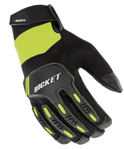 Riding Gear Joe Rocket Men’s Velocity 3.0 Black And Hi-Viz Textile Gloves With Reinforce Knuckle And Fingers