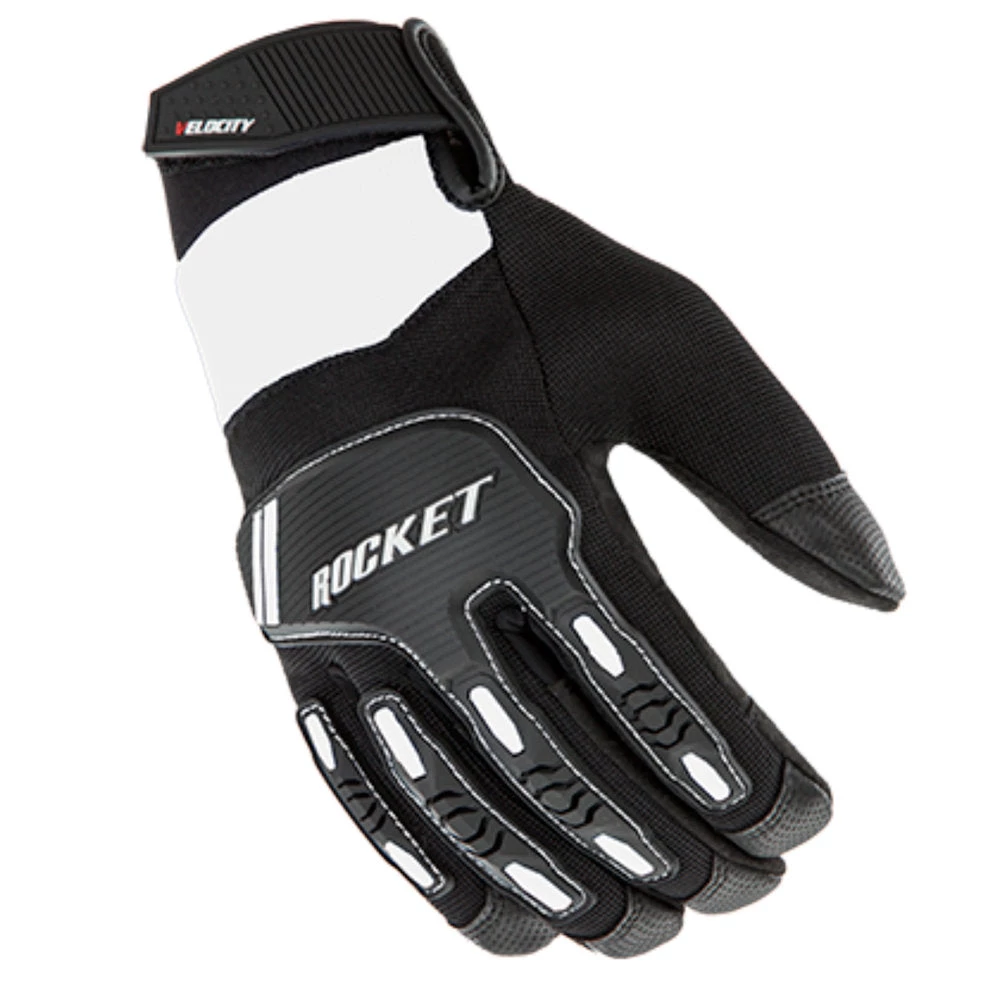 Riding Gear Joe Rocket Men’s Velocity 3.0 Black And White Textile Gloves With Reinforce Knuckle And Fingers