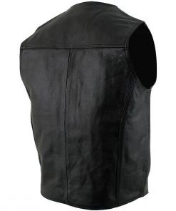 USA Leather 201 Men's Black'Classy' Leather Vest With Snap Button Closure