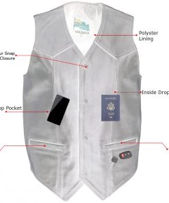 USA Leather 201 Men's Black 'Classy' Leather Vest With Snap Button Closure