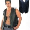 USA Leather 201 Men's Black 'Classy' Leather Vest With Snap Button Closure