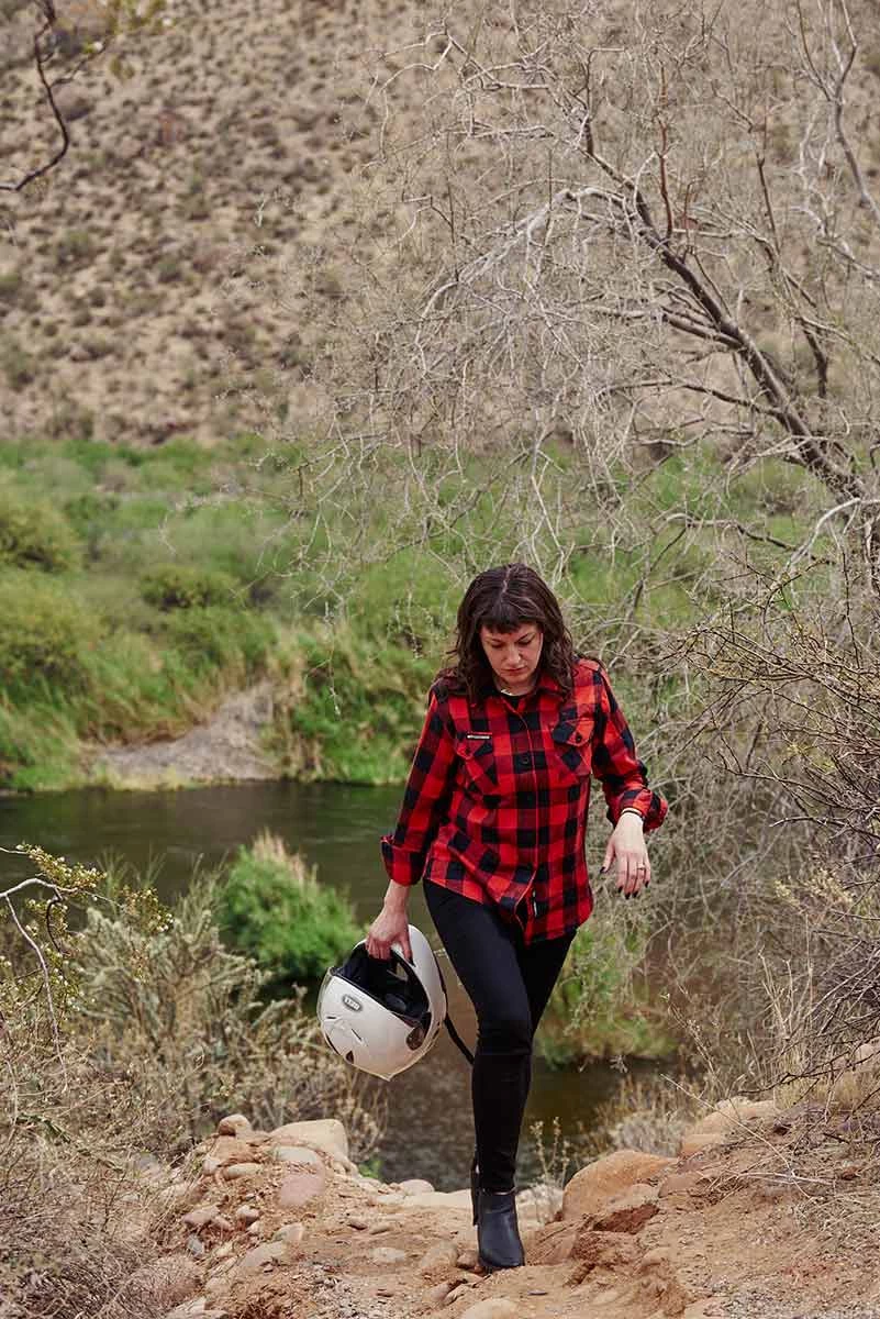 Flannel Shirts Hot Leathers FLL3002 Ladies Black And Salmon Long Sleeve Flannel