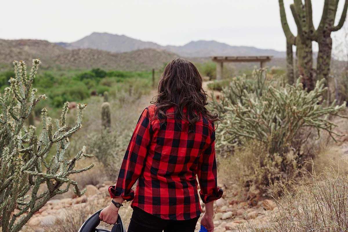 Flannel Shirts Hot Leathers FLL3002 Ladies Black And Salmon Long Sleeve Flannel