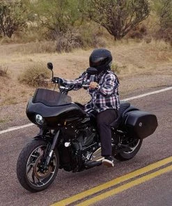 Motorcycle Protective Shirts Hot Leathers FLM2003 Mens Black White And Red Long Sleeve Flannel Shirt