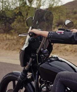 Hot Leathers JKL2001 Ladies Black Braided Motorcycle Leather Jacket With Embroidered Bling Rose Design