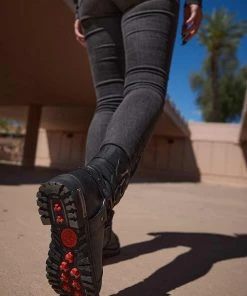 Milwaukee Leather MBL9399 Women's 9 Inch Black Triple Buckle Leather Harness Boots With Side Zipper Entry