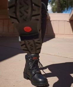 Milwaukee Leather MBL9399 Women's 9 Inch Black Triple Buckle Leather Harness Boots With Side Zipper Entry