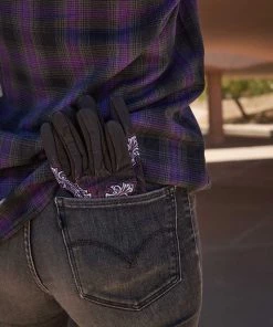 Motorcycle Jackets NexGen MNG21603 Women's Black And Purple Long Sleeve Flannel Shirt