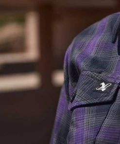 Motorcycle Jackets NexGen MNG21603 Women's Black And Purple Long Sleeve Flannel Shirt