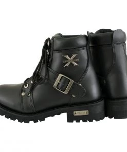 Xelement Footwear Xelement 2469 Women's'Ultimate' Black Leather Advanced Lace-Up Motorcycle Biker Boots