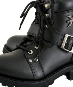 Xelement Footwear Xelement 2469 Women's'Ultimate' Black Leather Advanced Lace-Up Motorcycle Biker Boots