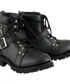 Xelement Footwear Xelement 2469 Women's 'Ultimate' Black Leather Advanced Lace-Up Motorcycle Biker Boots