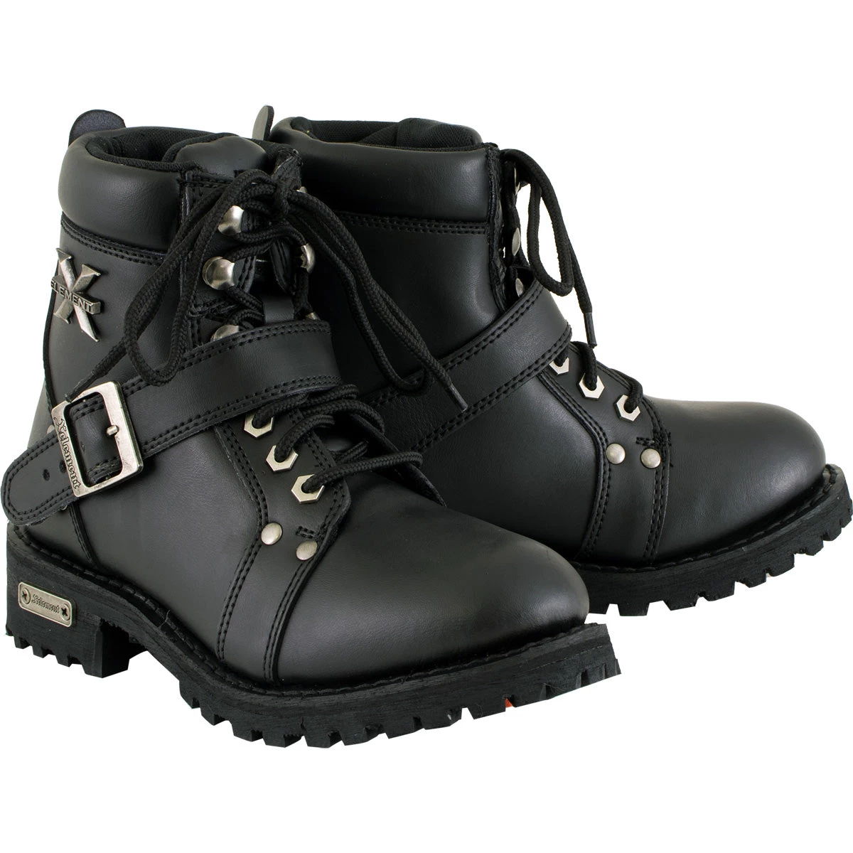 Xelement Footwear Xelement 2469 Women's 'Ultimate' Black Leather Advanced Lace-Up Motorcycle Biker Boots
