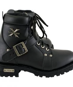 Xelement Footwear Xelement 2469 Women's'Ultimate' Black Leather Advanced Lace-Up Motorcycle Biker Boots