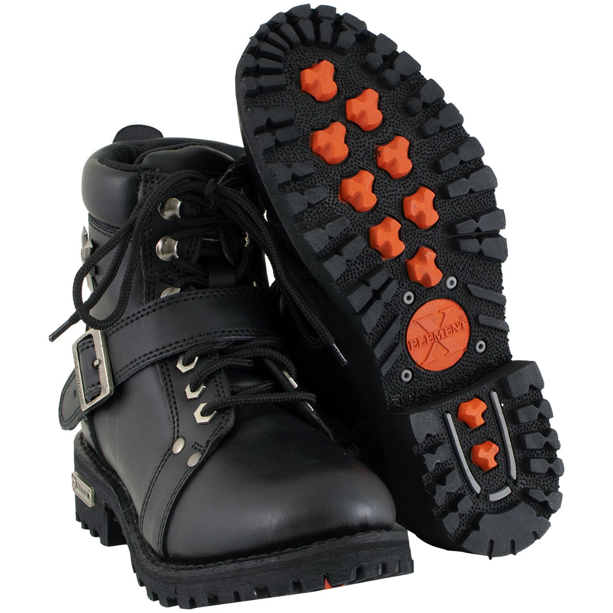 Xelement Footwear Xelement 2469 Women's 'Ultimate' Black Leather Advanced Lace-Up Motorcycle Biker Boots