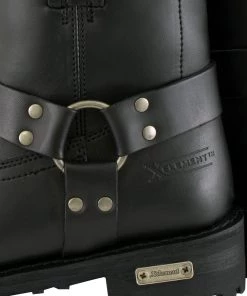 Xelement Footwear Xelement 2502 Women's'Shorty' Black Leather Zipper Harness Motorcycle Leather Boots Riding Gear