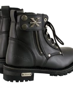 Xelement Footwear Xelement 2505 Women's'Righteous' Black Leather Zippered Motorcycle Boots Riding Gear