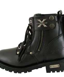 Xelement Footwear Xelement 2505 Women's'Righteous' Black Leather Zippered Motorcycle Boots Riding Gear