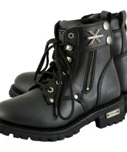 Xelement Footwear Xelement 2505 Women's'Righteous' Black Leather Zippered Motorcycle Boots Riding Gear
