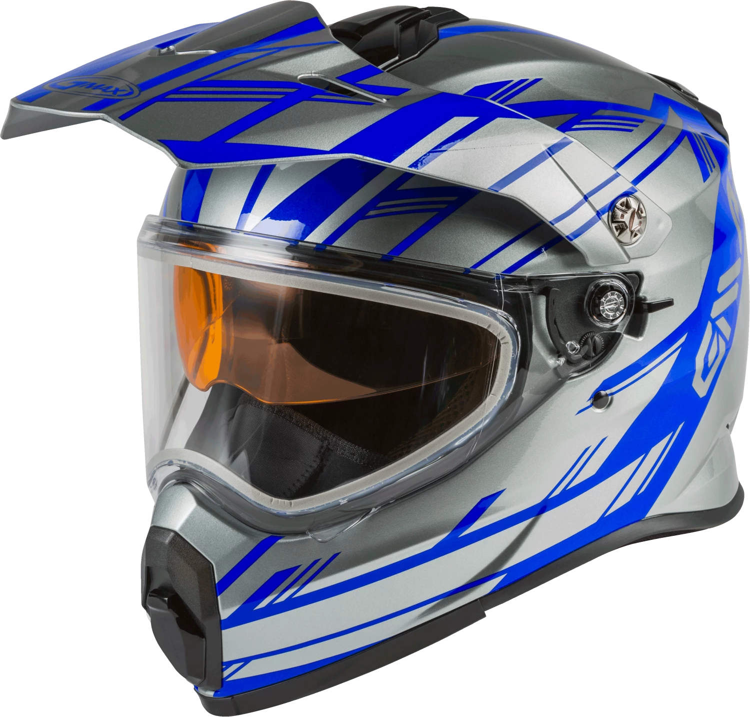 Gmax 72-7212 AT-21S 'Adventure Epic' Snow Helmet Silver/Blue Riding Gear