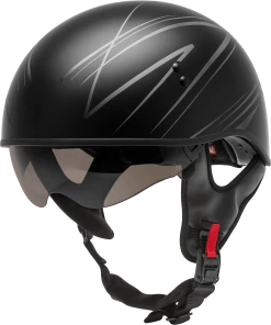 Gmax 72-5449 HH-65 'Torque' Half Helmet Naked Matte Black/Silver