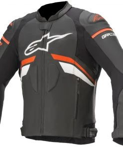 Alpinestars Men’s GP Plus R V3 Black With Fluorescent Red Leather Jacket Leather Motorcycle Jackets
