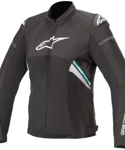 Motorcycle Jackets Alpinestars Women’s Stella T-GP Plus R V3 Airflow Black, White And Teal Textile Jacket