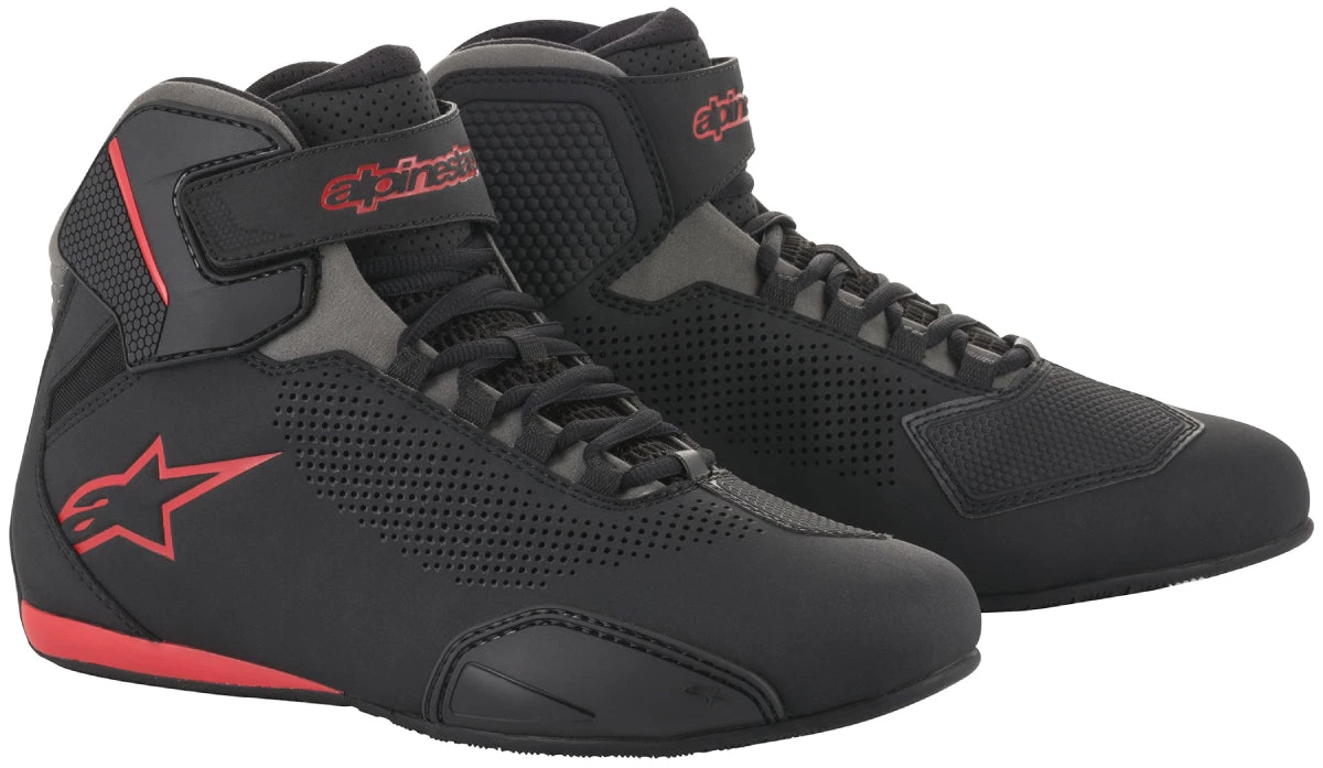Riding Gear Alpinestars Men’s Sektor Vented Black, Grey And Red Riding Shoes