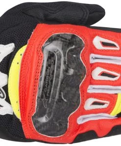 Riding Gear Alpinestars Men’s SMX-2 Air Carbon V2 Black, Fluorescent Red, White And Fluorescent Yellow Gloves