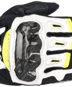 Riding Gear Alpinestars Men’s SMX-2 Air Carbon V2 Black, White And Fluorescent Yellow Gloves