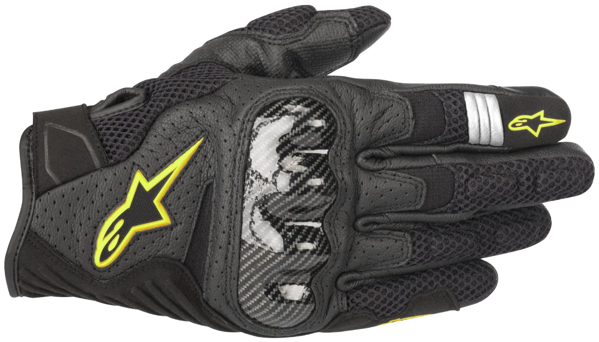 Riding Gear Alpinestars Men’s SMX-1 Air V2 Black And Fluorescent Yellow Gloves