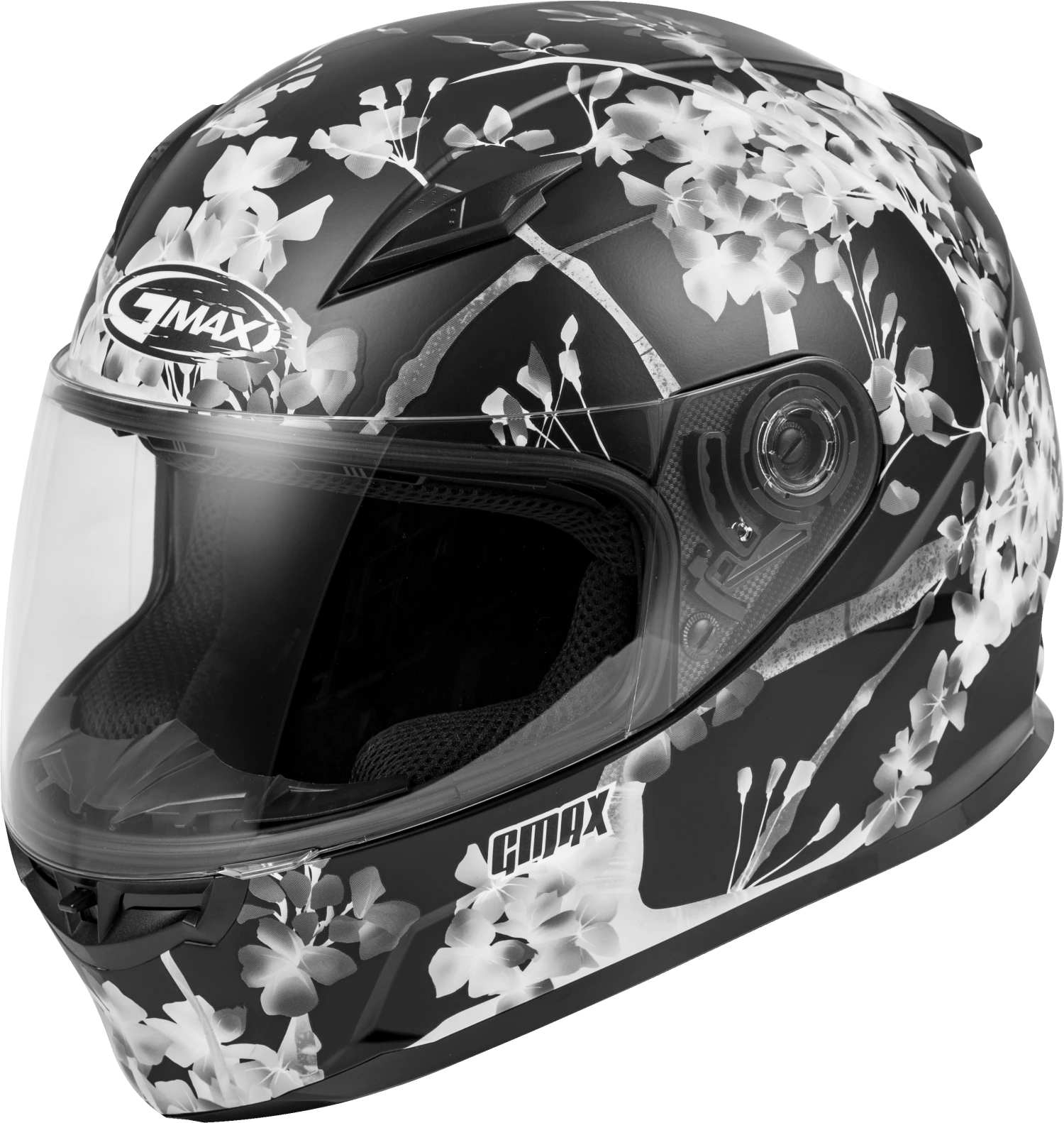 Gmax 72-5710 FF-49 'Blossom' Full-Face Helmet Matte Black/White/Grey Riding Gear