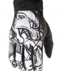 Riding Gear Fly Racing Subvert Ink 'N Needle Men's Black And White Leather Gloves