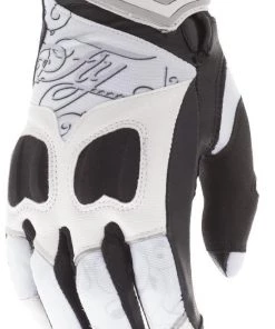 Fly Racing Venus Women's White And Black Leather And Textile Gloves