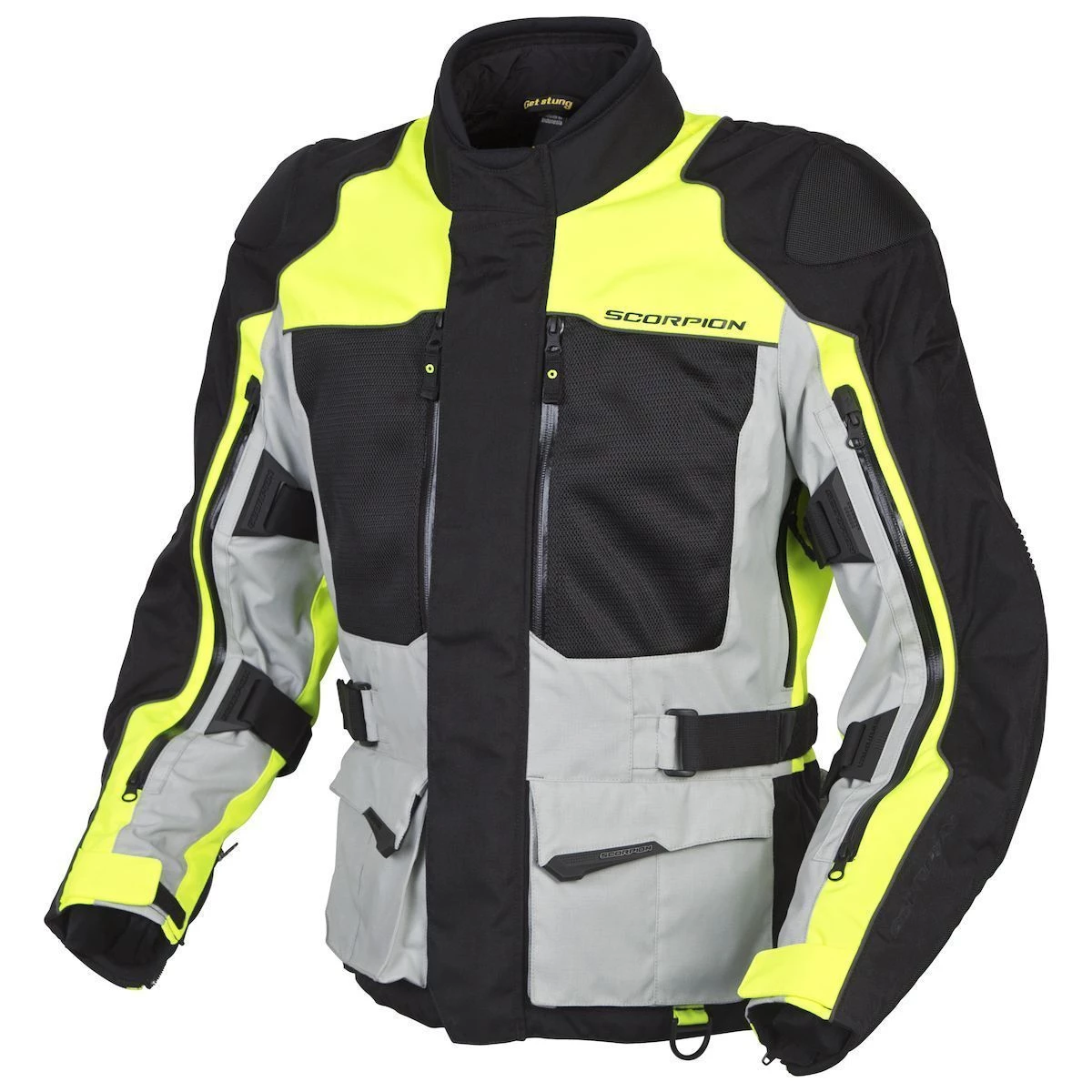 Scorpion EXO Motorcycle Jackets Scorpion Yosemite XDR Men's Hi-Viz Yellow Textile Jacket With Armor