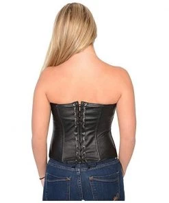 Riding Gear Milwaukee Leather MLL4590 Women's Black Lambskin Leather Zipper Front Corset With Spiked Studs