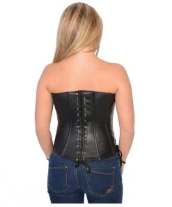 Riding Gear Milwaukee Leather MLL4586 Women's Black Lambskin Leather Zippered Corset With Side Laces