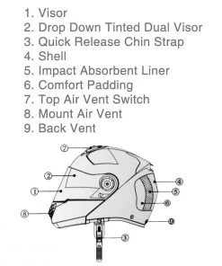 Hawk Helmets Riding Gear Hawk H7000 Glossy Black Modular Motorcycle Helmet With Blinc Bluetooth