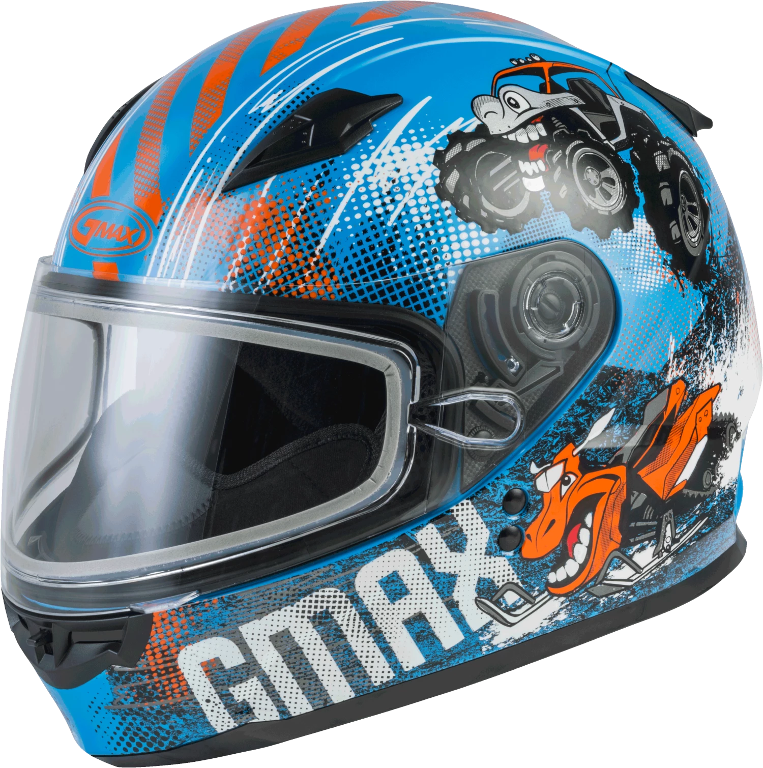 Gmax 72-6029 Youth GM-49Y 'Beasts' Snow Helmet Blue/Orange/Grey Riding Gear