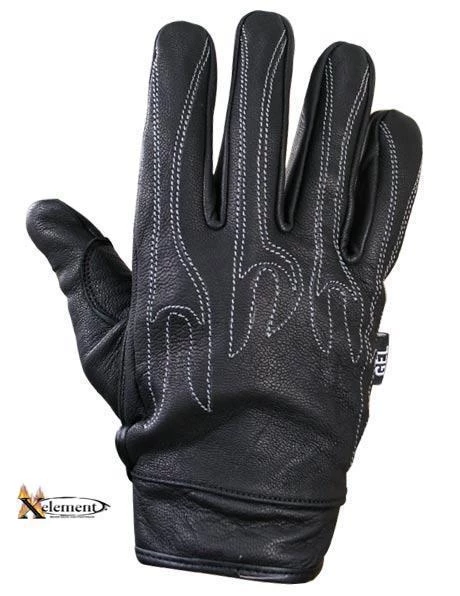 Xelement XG690 Men's Black Leather Naked Motorcycle Gloves