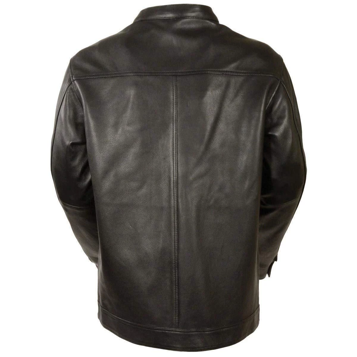 Conceal Carry Milwaukee Leather MLM1610 Men's Club Style Black Leather Shirt With Dual Closure