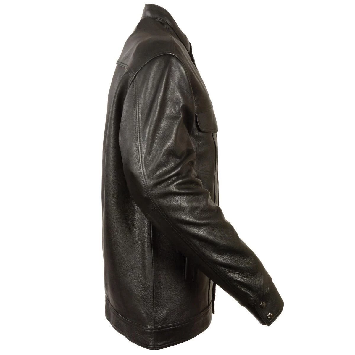 Conceal Carry Milwaukee Leather MLM1610 Men's Club Style Black Leather Shirt With Dual Closure